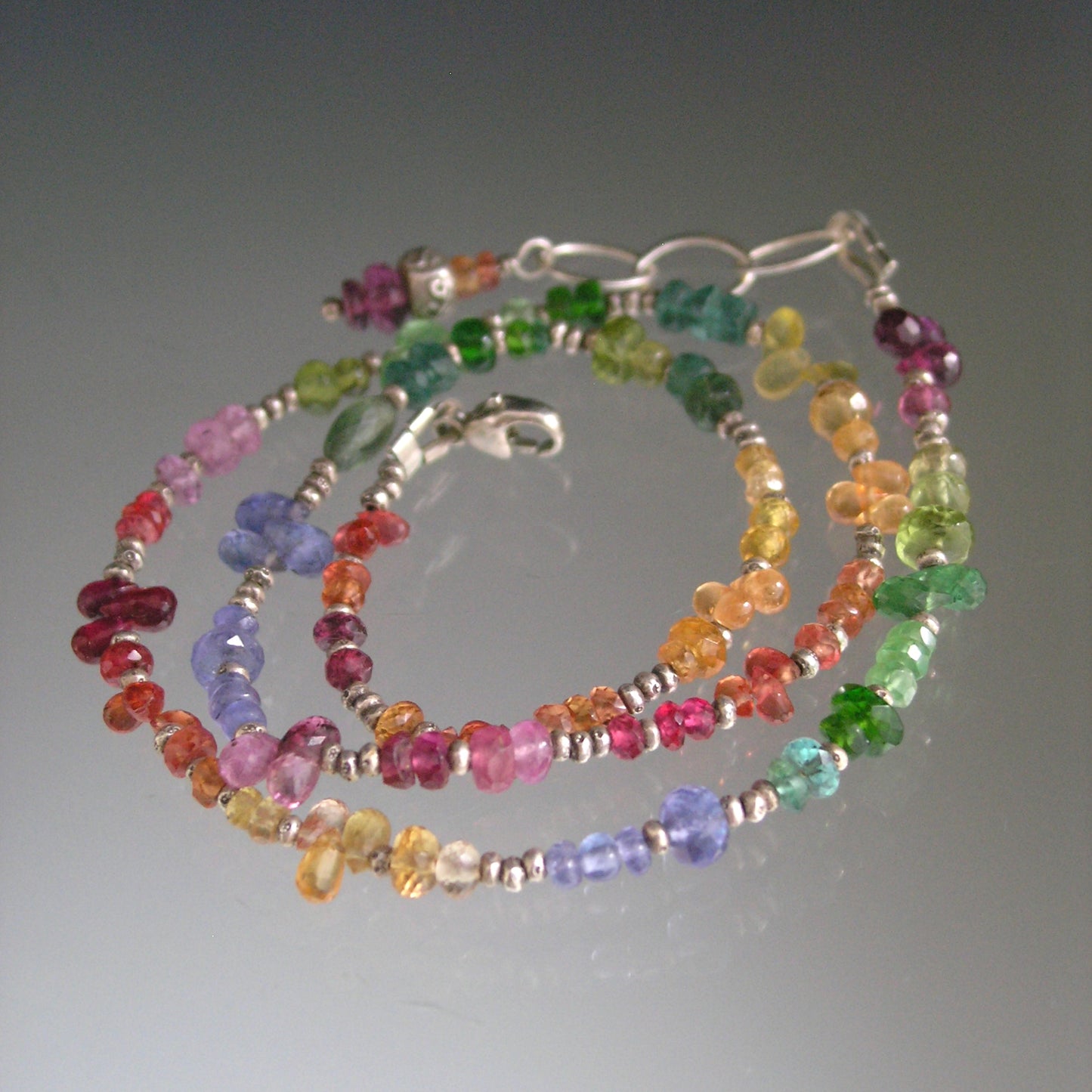Rainbow Gemstone Sterling Silver Choker