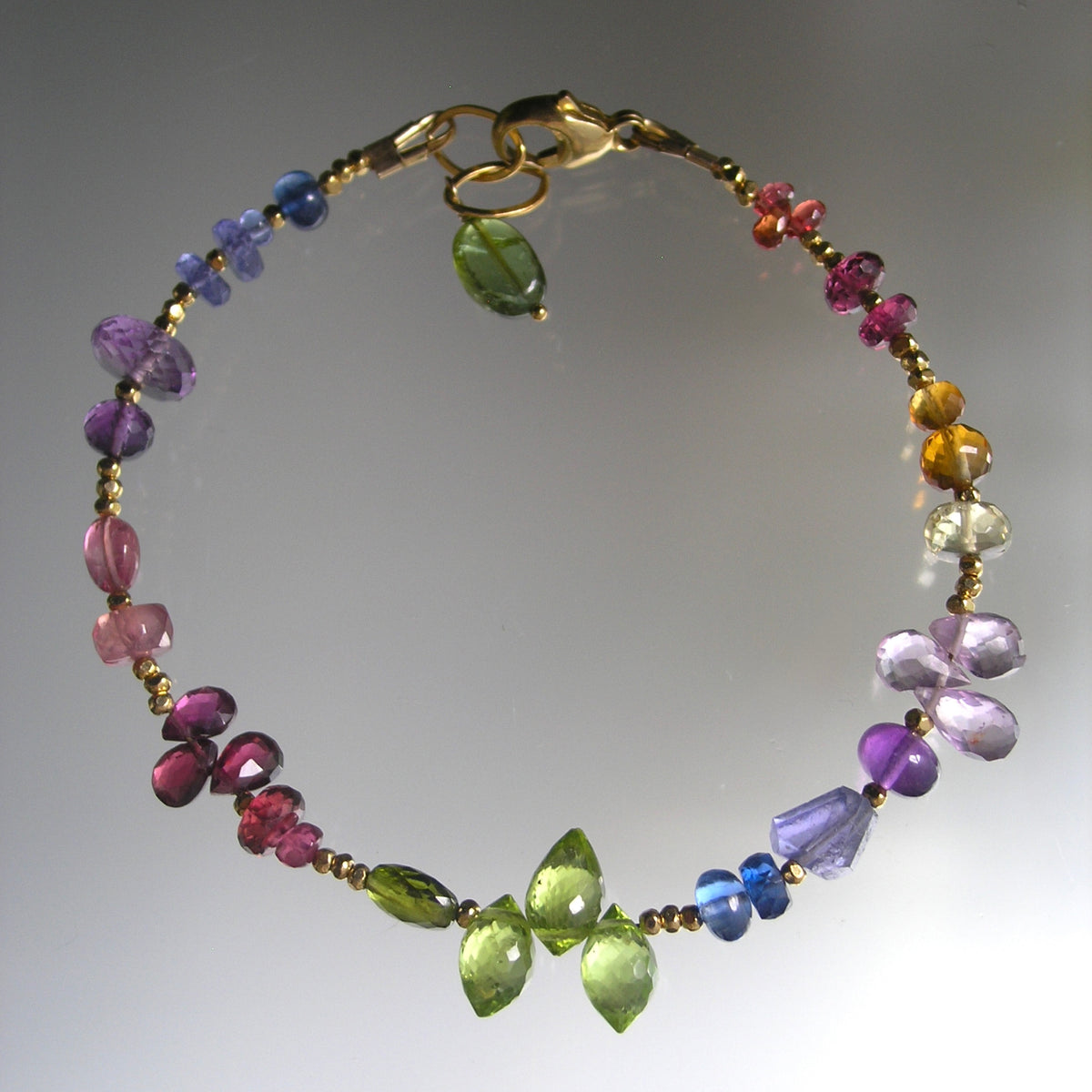 Vibrant Rainbow Gemstone Beaded Vermeil Bracelet