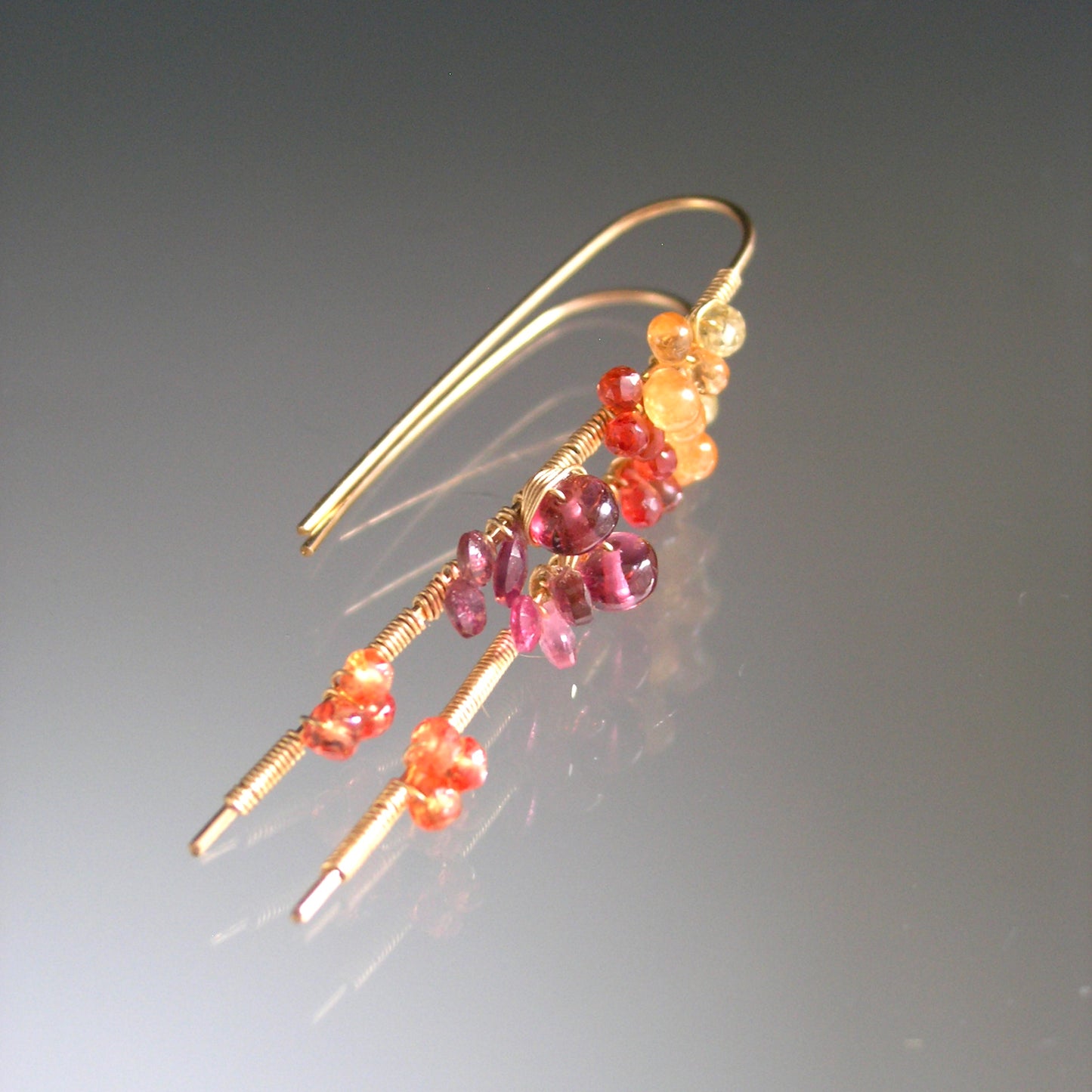 Sapphire 14k Gold Filled Linear Earrings