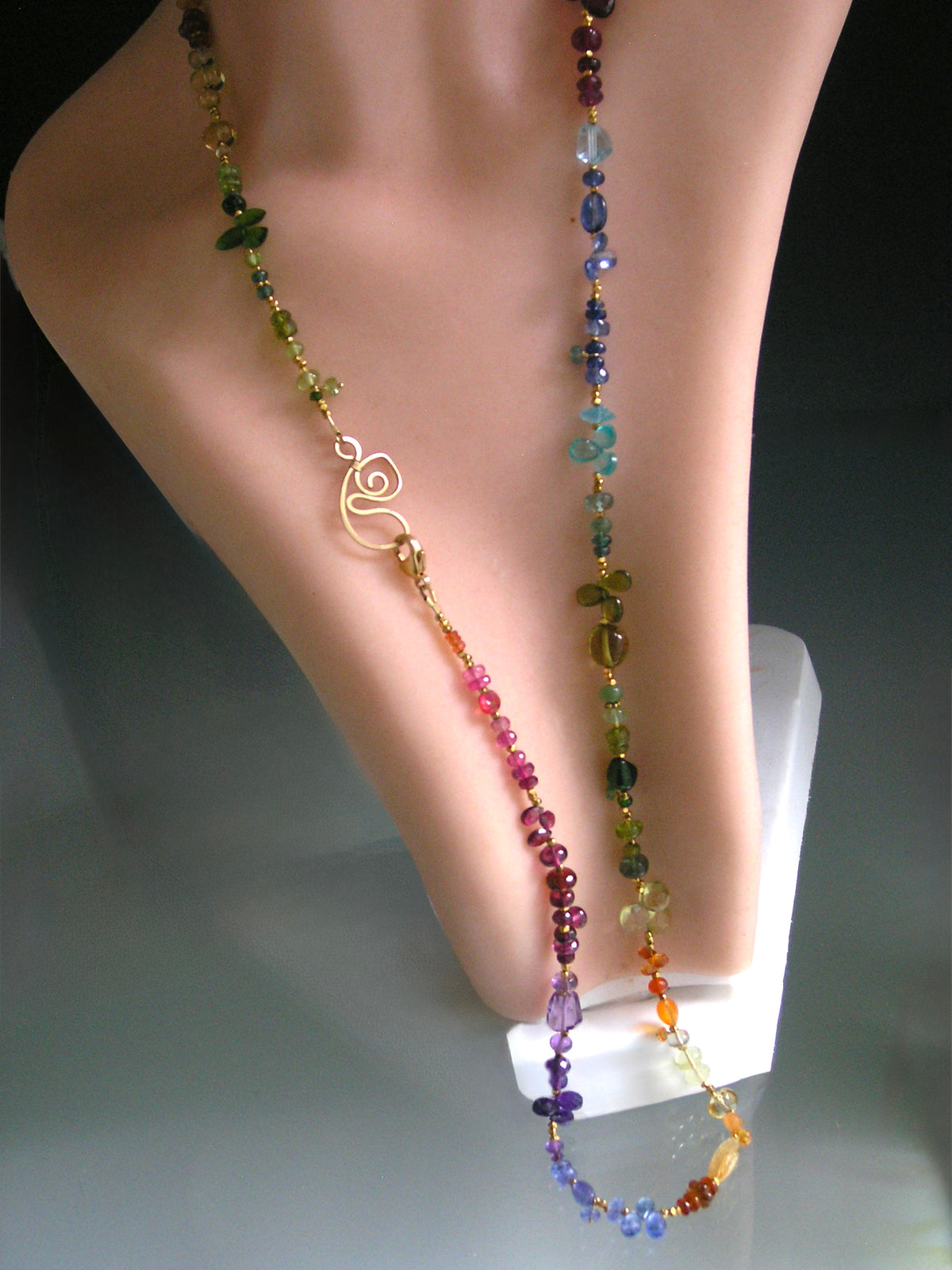 34” Rainbow Gemstone Vermeil Necklace