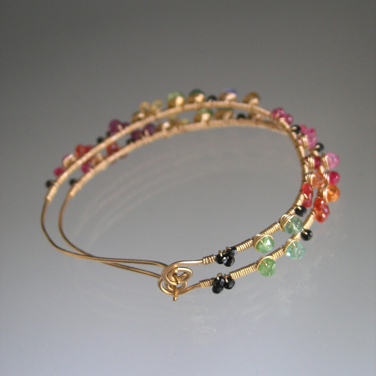 Multi Gemstone 14k Gold Filled Oval Hoops