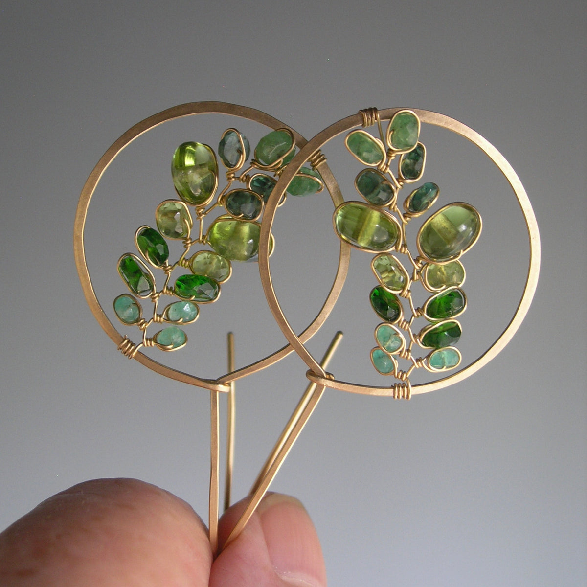 Peridot 14k Gold Filled Drop Hoop Earrings