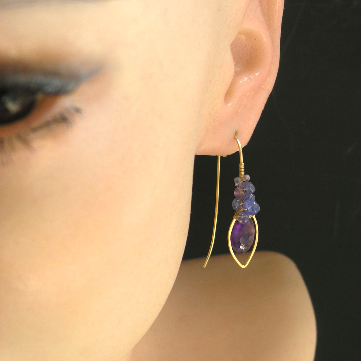 Amethyst Tanzanite 14k Gold Filled Earrings