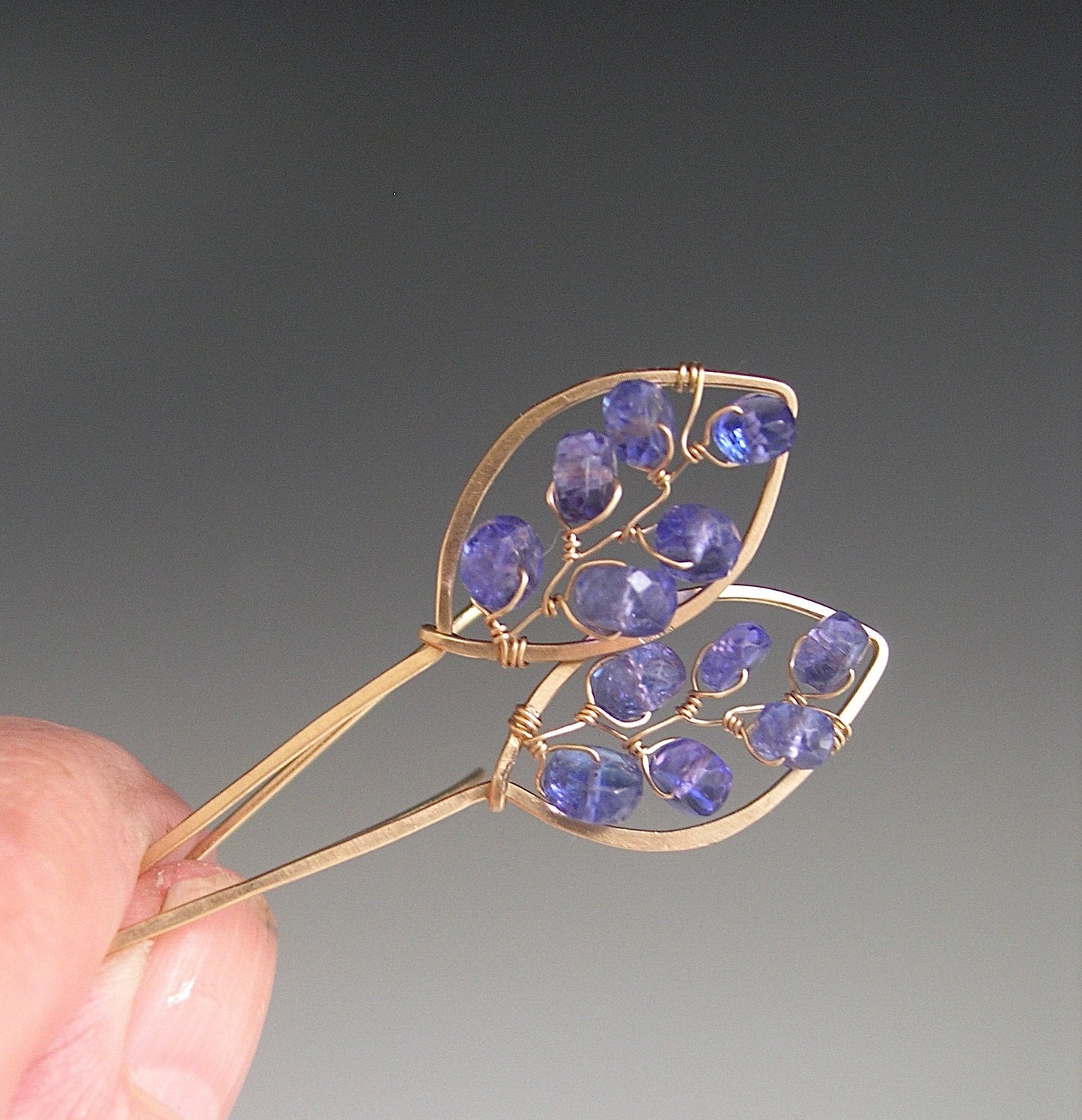 14k Gold Filled Tanzanite Leaf Earrings