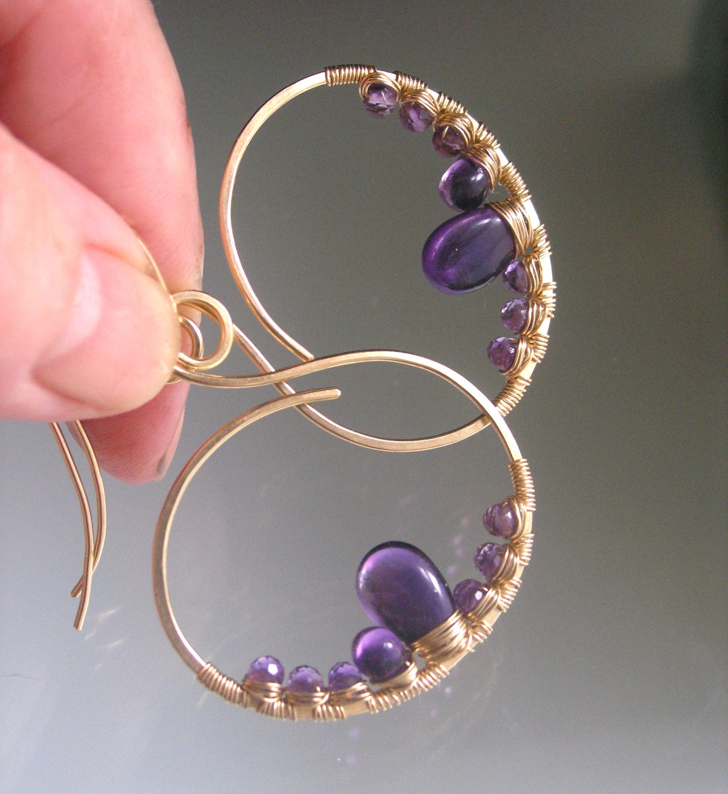 Amethyst Earrings in 14k Gold Filled Wire