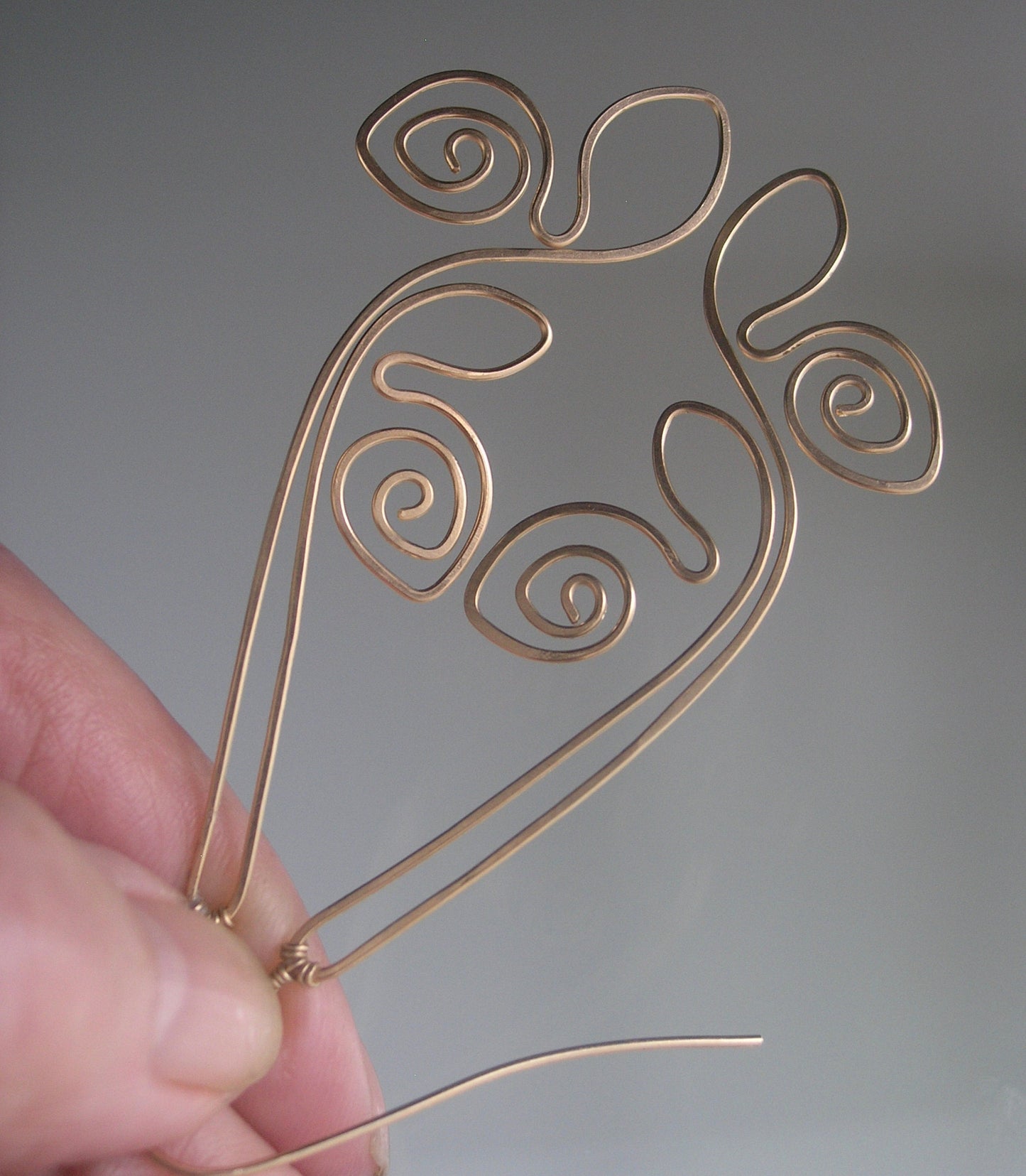 Hand Forged Sculptural 14k Gold Filled Earrings 3 1/4”