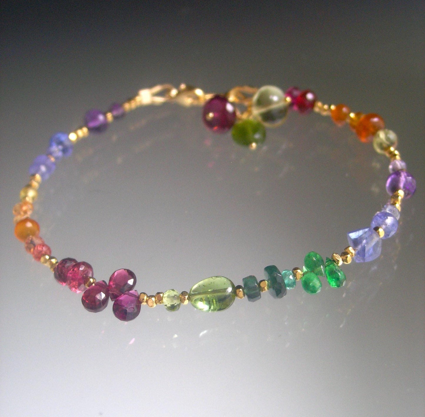 Rainbow Gemstone Vermeil Skinny Bracelet