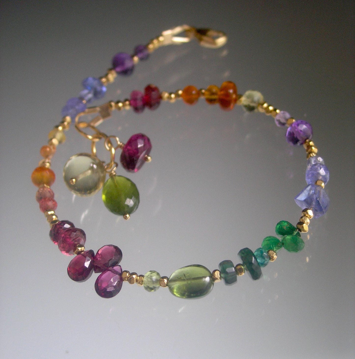 Rainbow Gemstone Vermeil Skinny Bracelet
