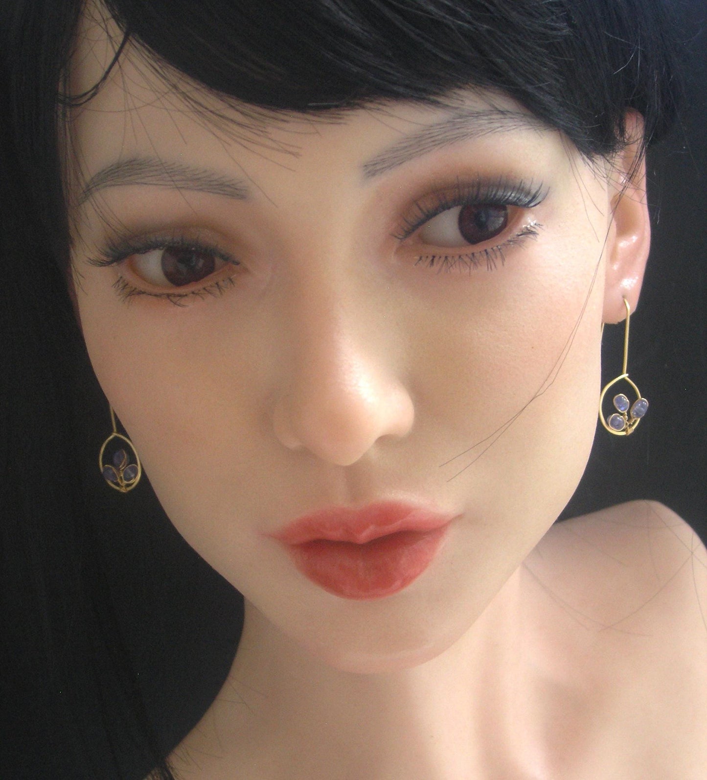 14k Gold Filled Tanzanite Drop Hoop Earrings