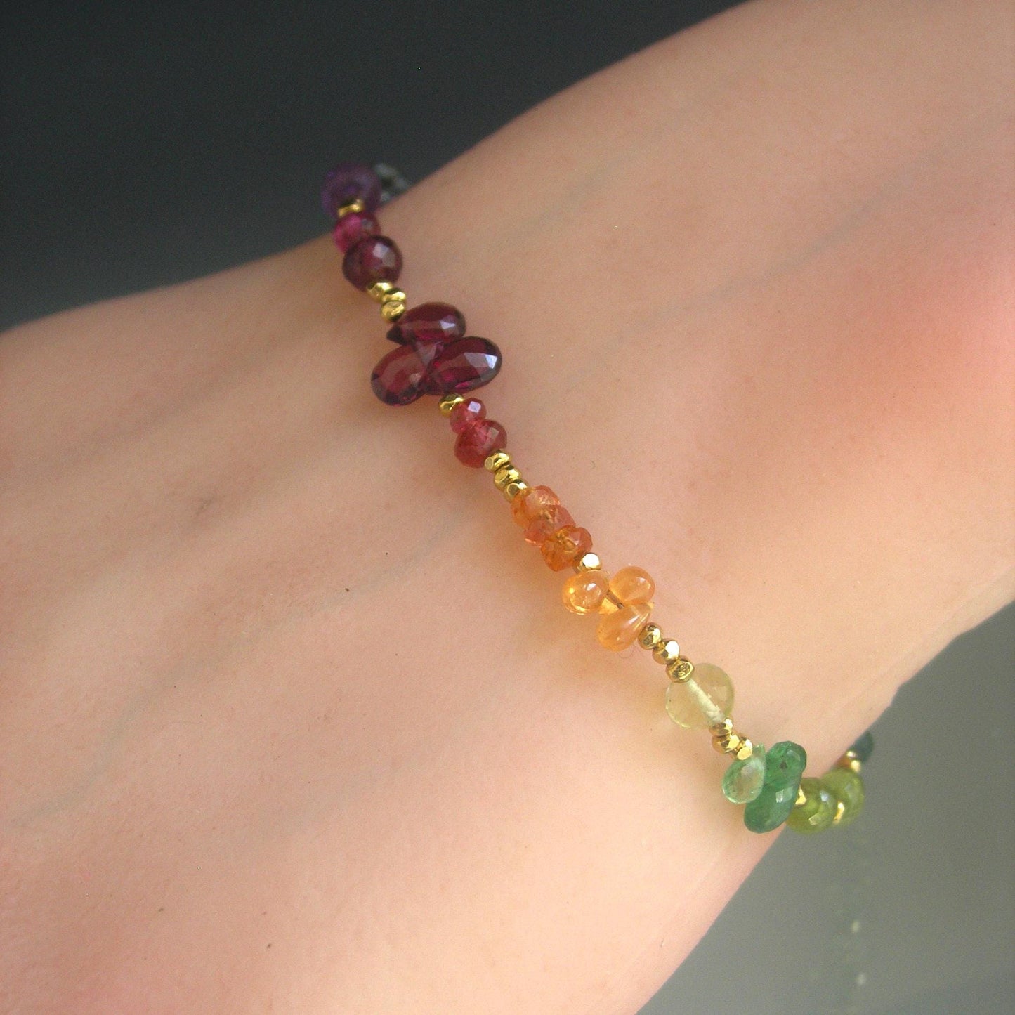 Skinny Rainbow Gemstone Bracelet