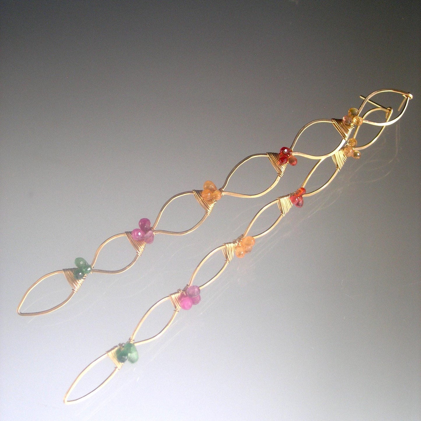 Long Sculptural Sapphire Earrings