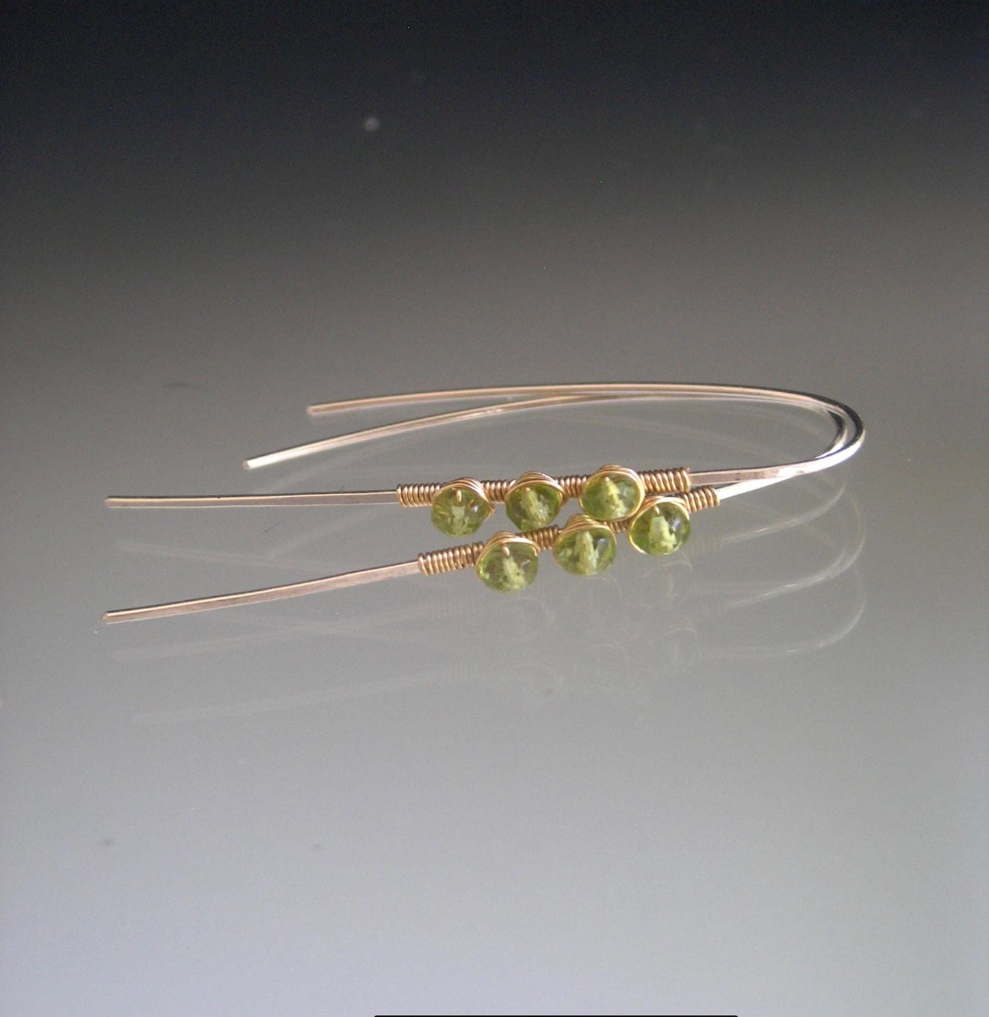 Linear Peridot Sterling Silver Earrings