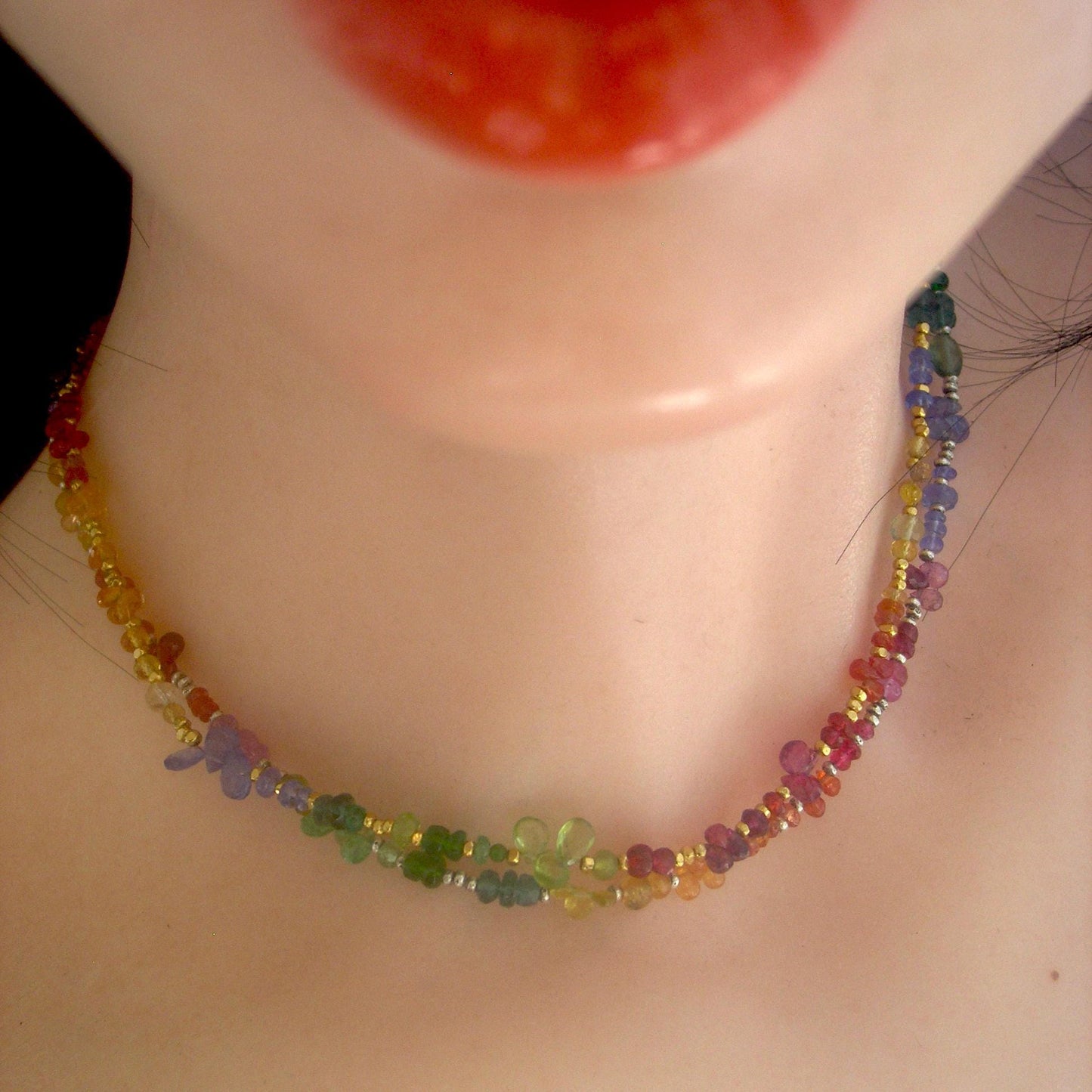 Rainbow Gemstone Gold Vermeil Necklace