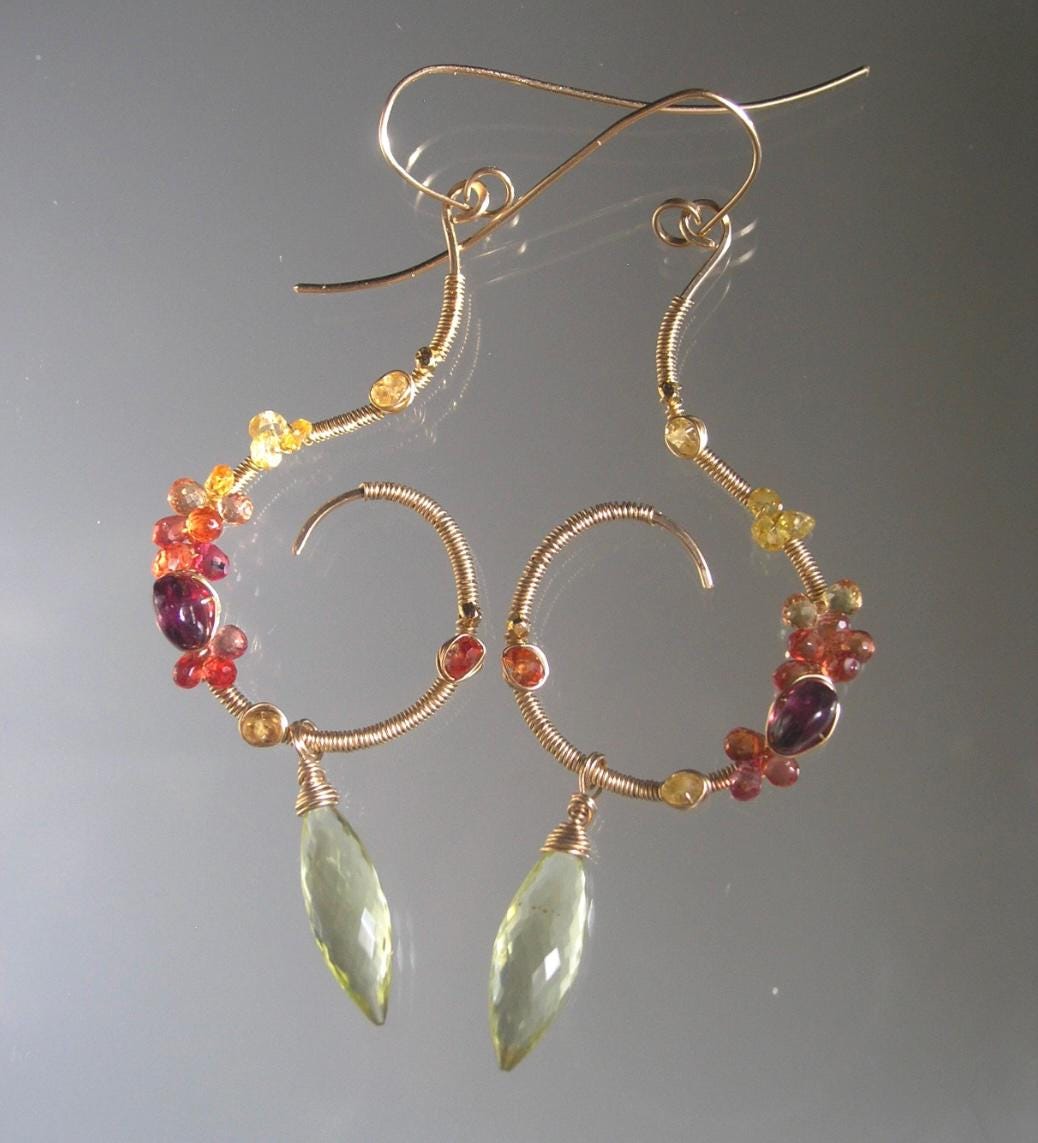 Sculptural 14k Gold Filled Gemstone Earrings