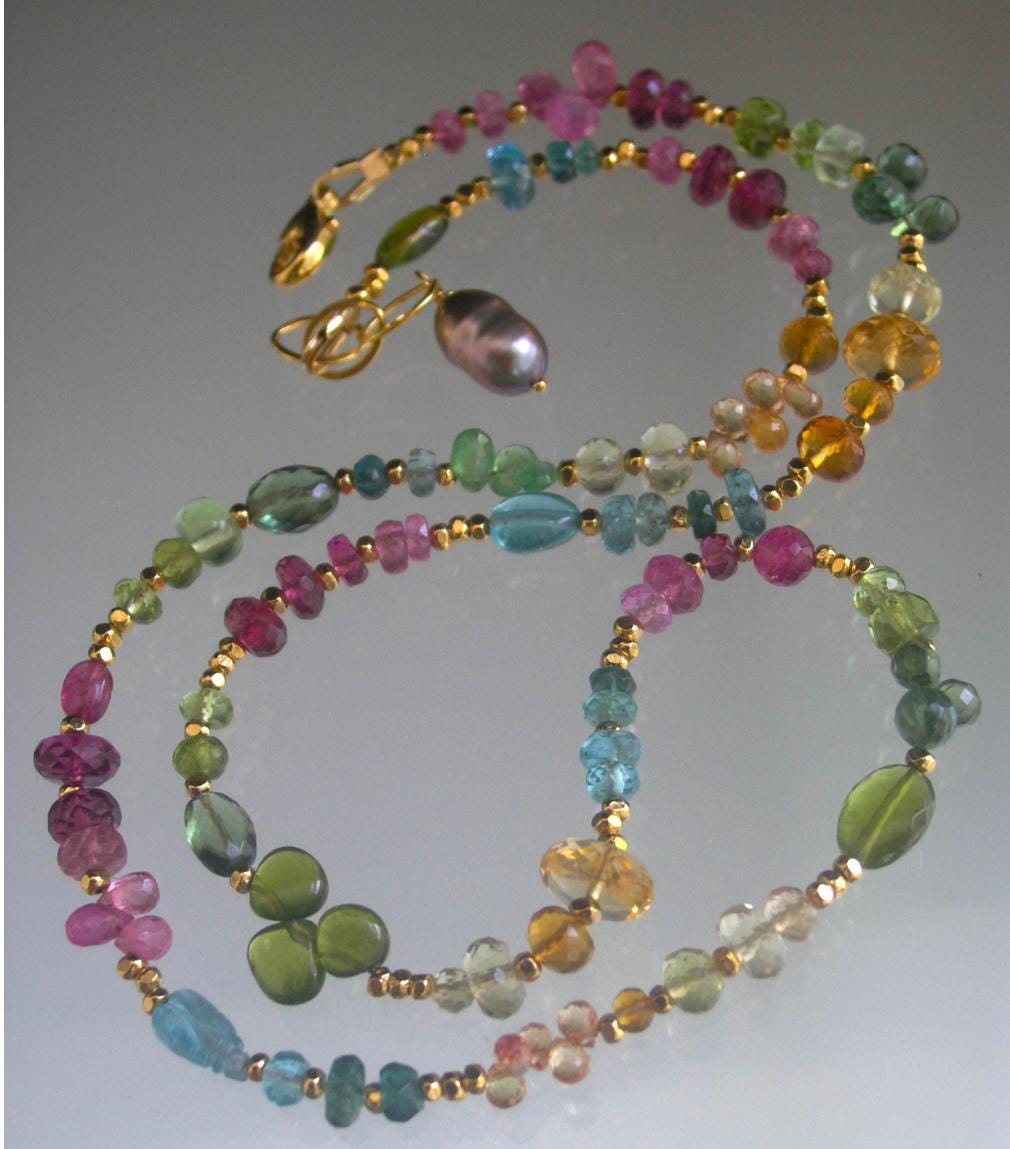 Colorful Pastel Gemstone Vermeil Necklace