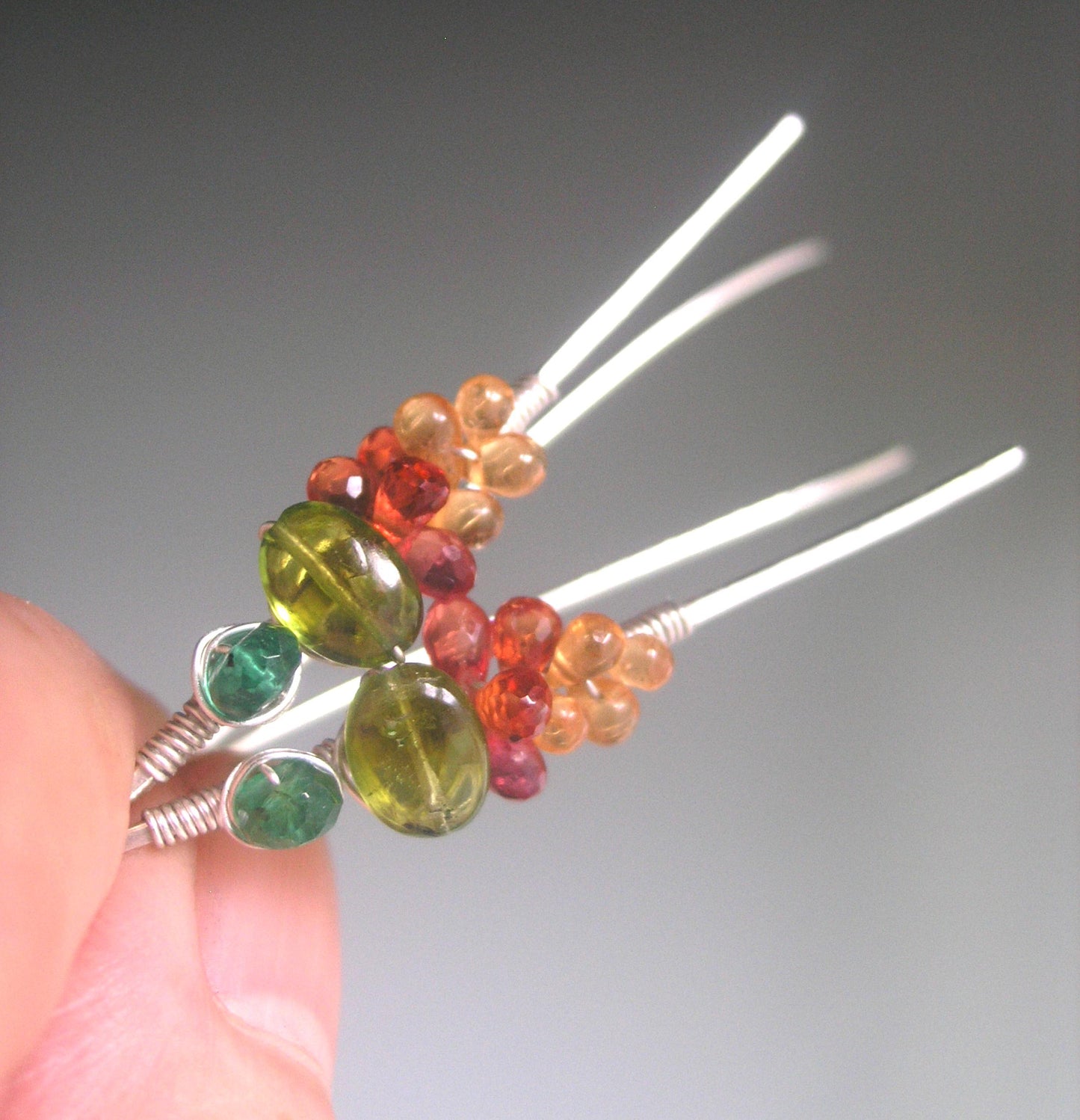 Retro Tourmaline Gemstone Sterling Earrings