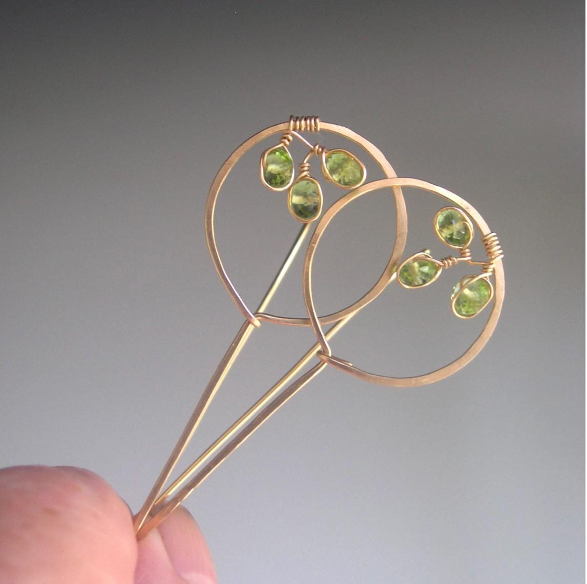 Peridot 14k Gold Filled Drop Hoops