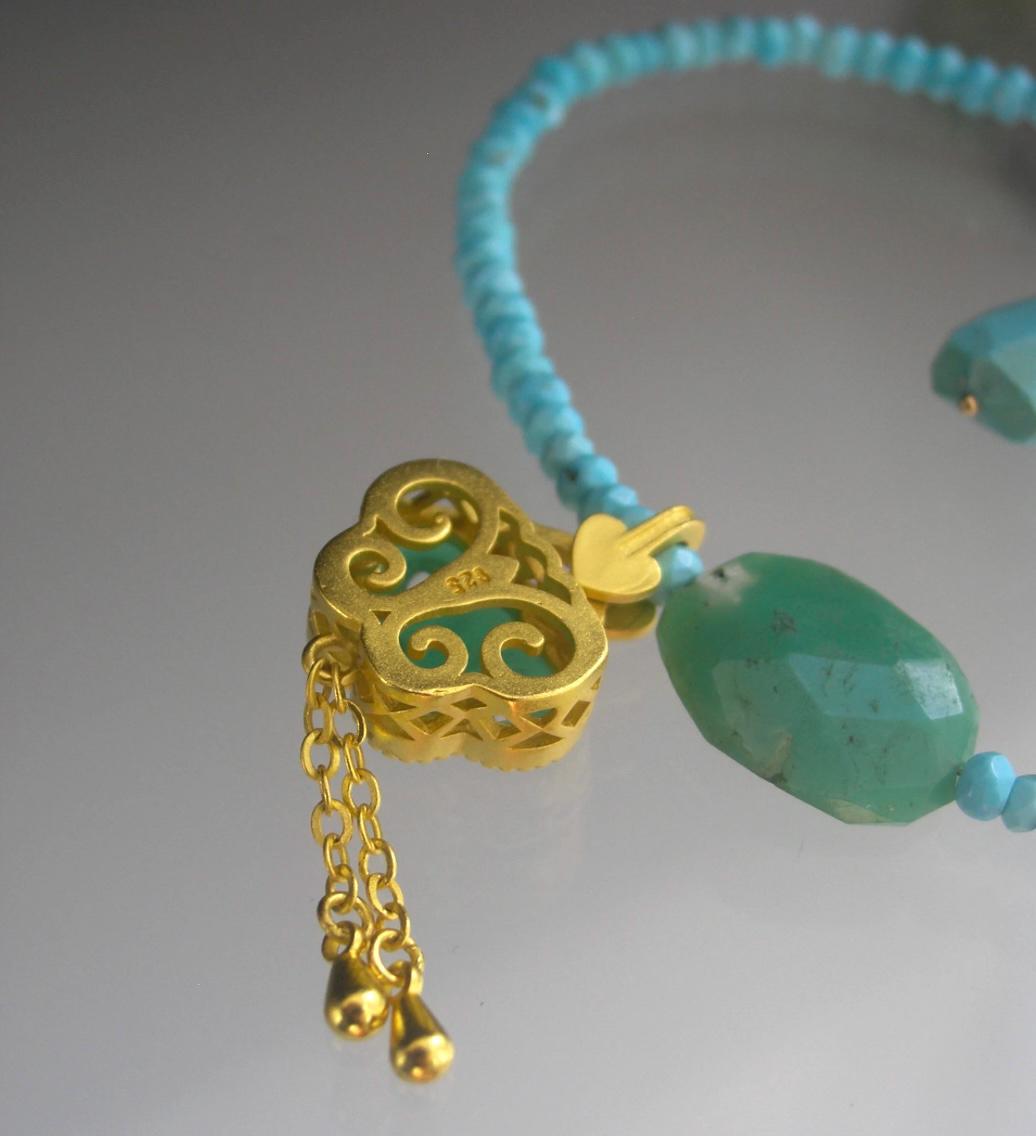 Turquoise Butterfly Bracelet Green Chrysoprase Aventurine Butterfly Vermeil Tassel Bellajewels