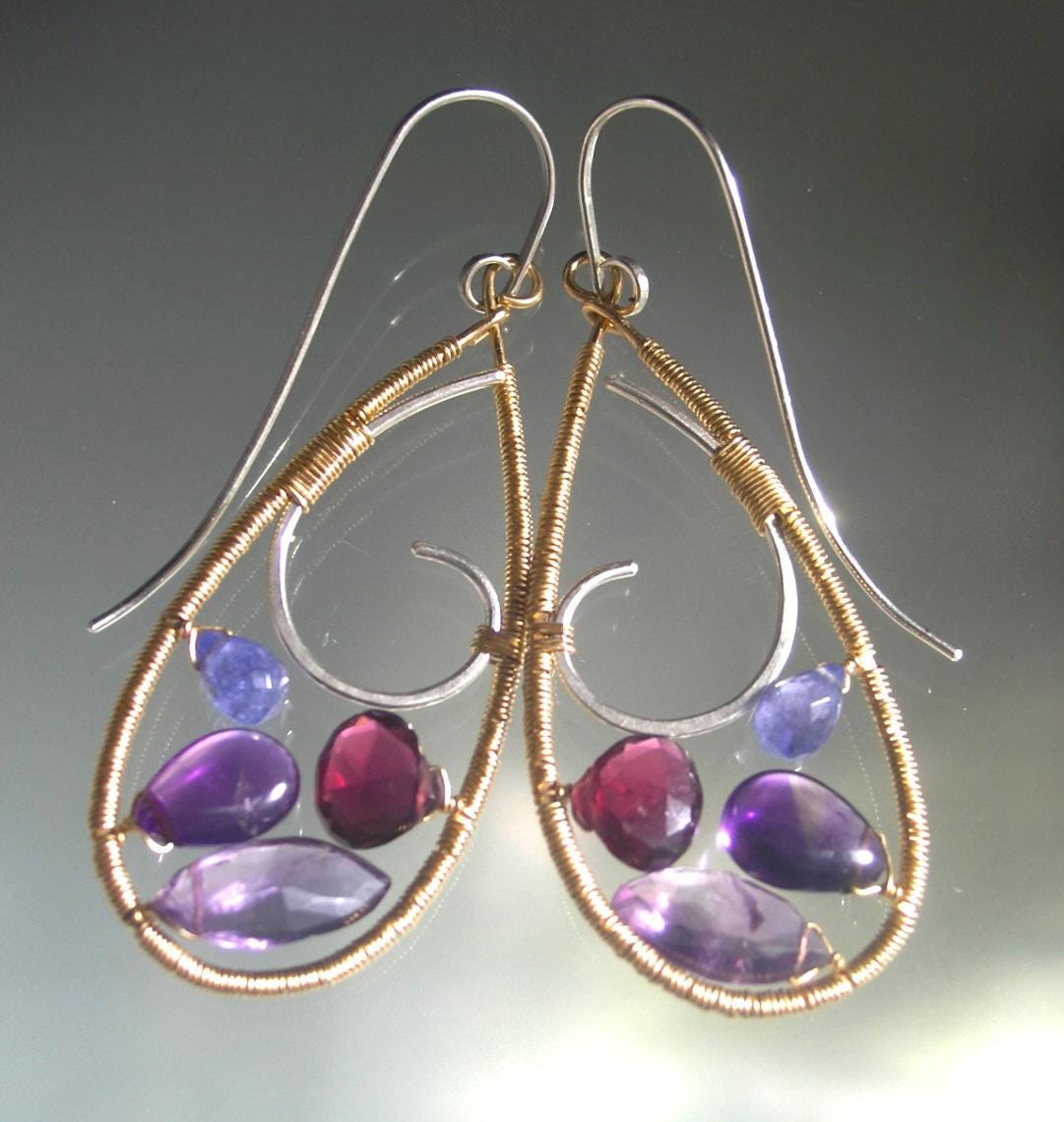 Stained Glass Gemstone Teardrop Earrings