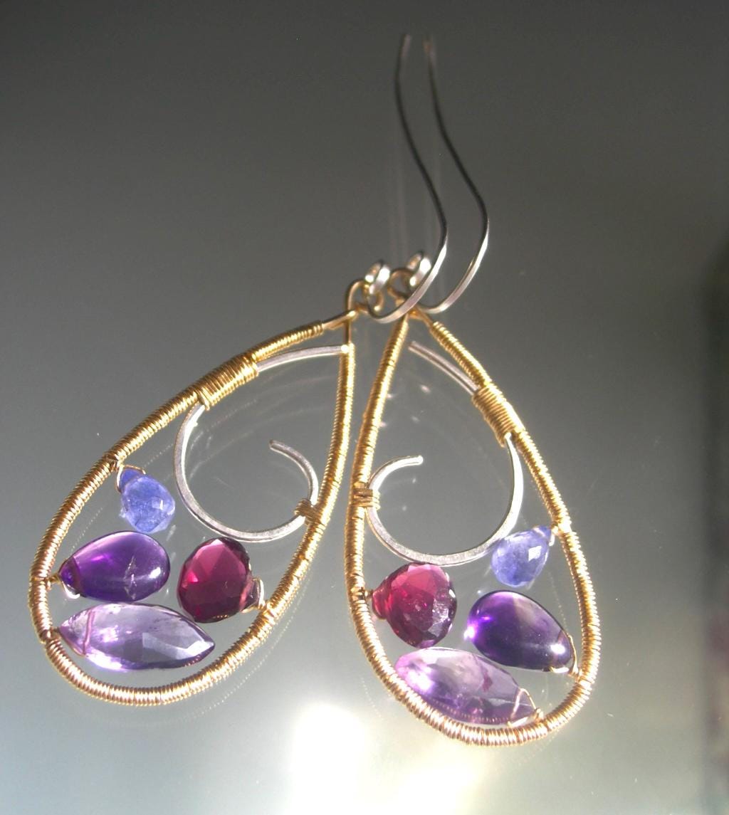 Stained Glass Gemstone Teardrop Earrings