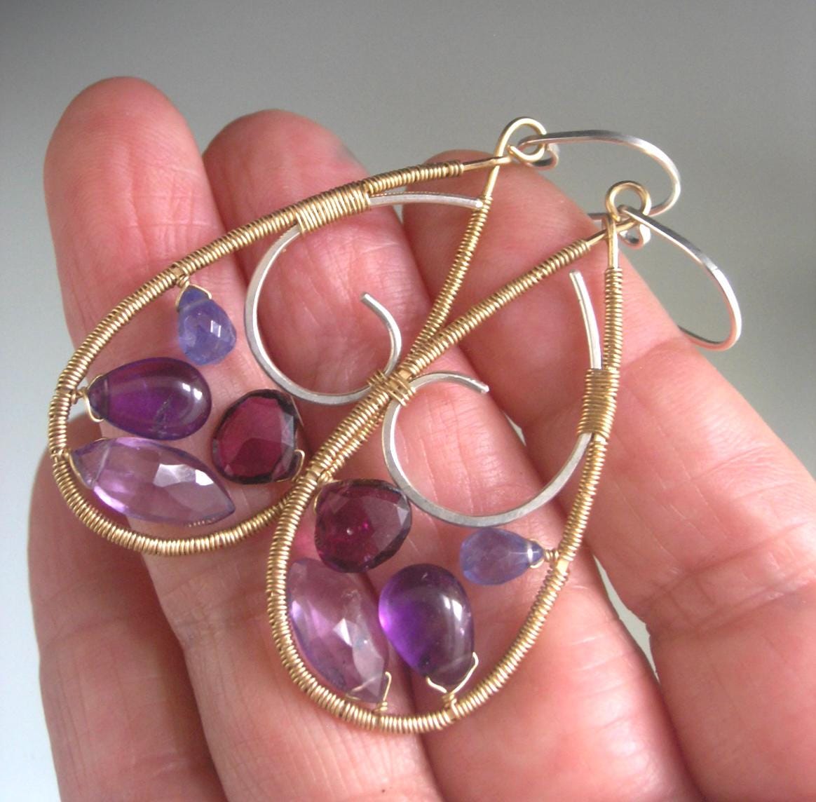 Stained Glass Gemstone Teardrop Earrings