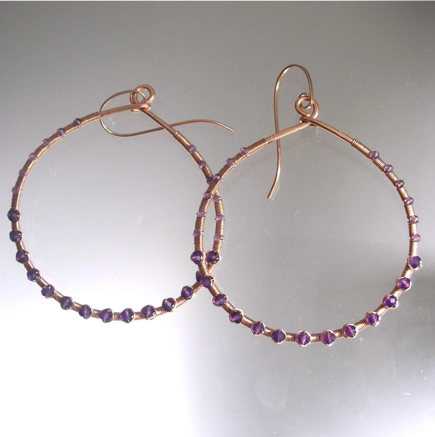 Rose Gold Filled Amethyst Hoops