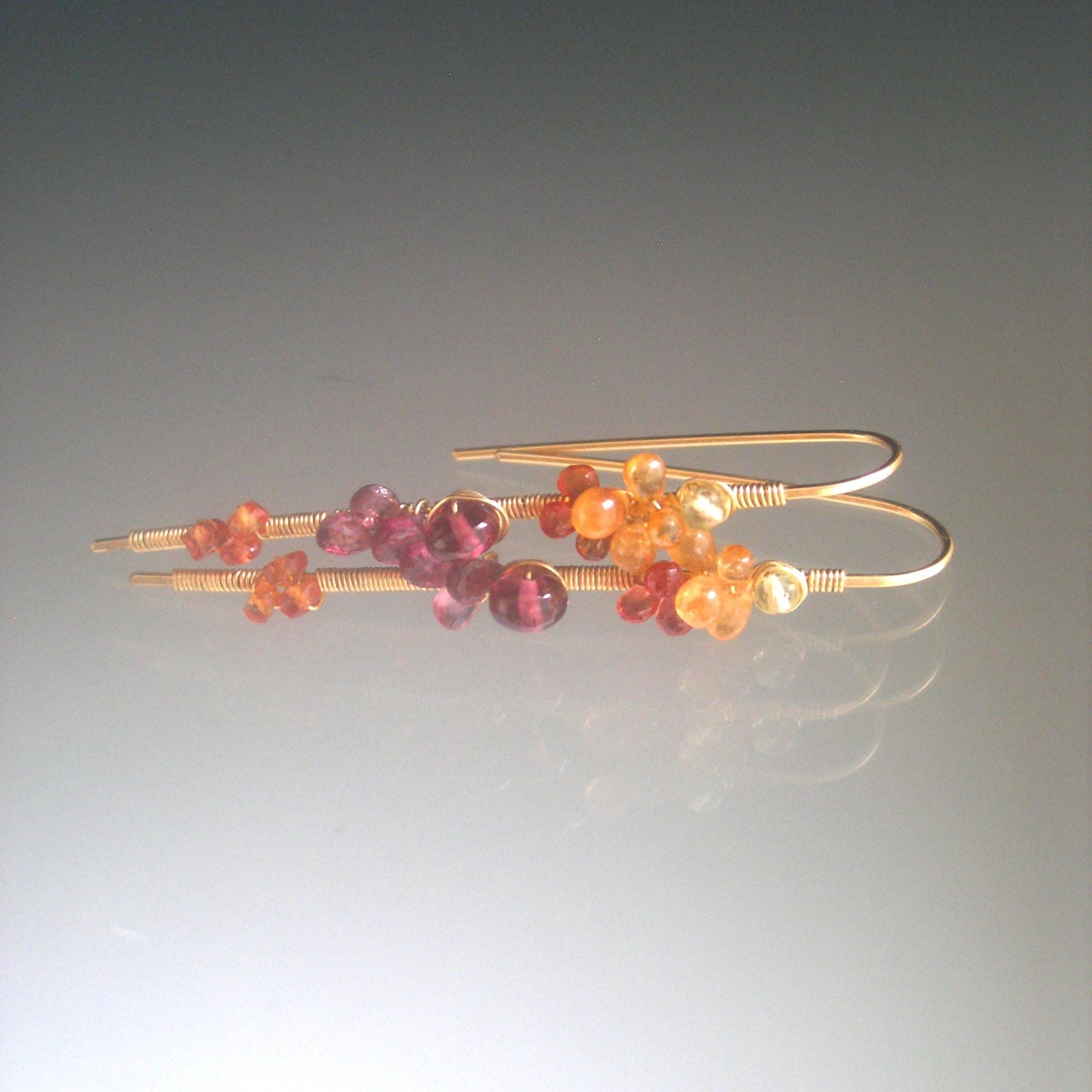 Sapphire 14k Gold Filled Linear Earrings