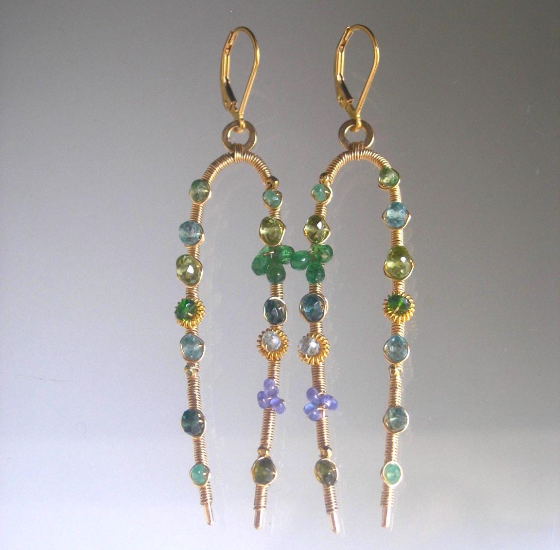Multi Green Gemstone 14k Gold Filled Earrings