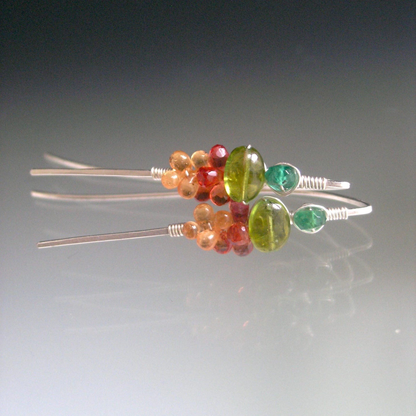 Retro Tourmaline Gemstone Sterling Earrings