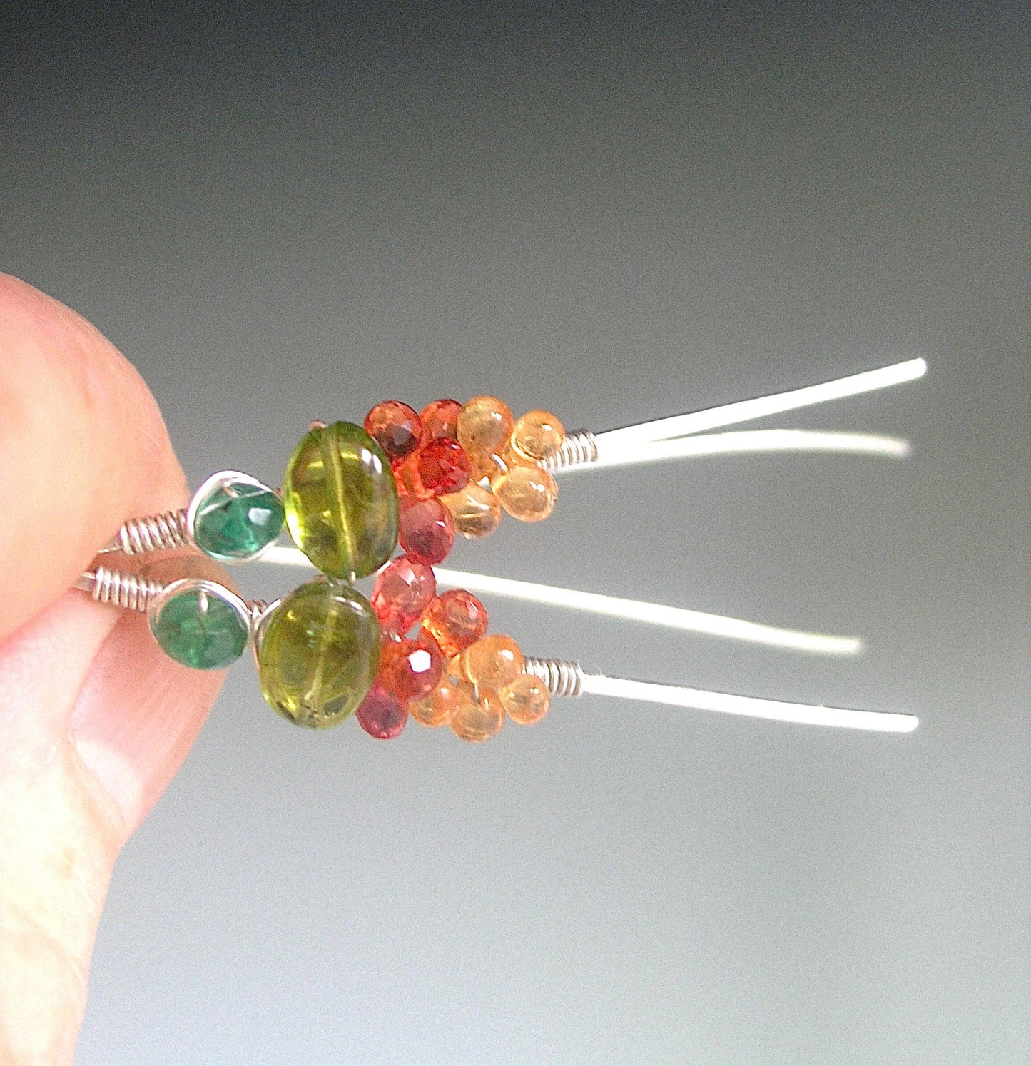 Retro Tourmaline Gemstone Sterling Earrings