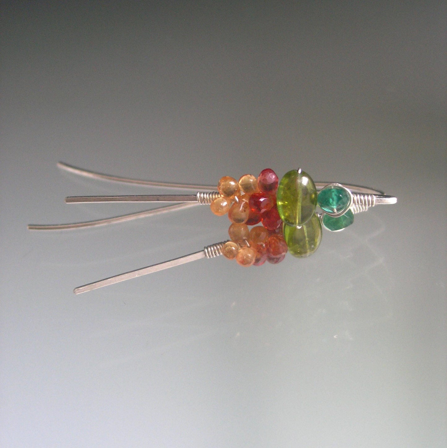 Retro Tourmaline Gemstone Sterling Earrings