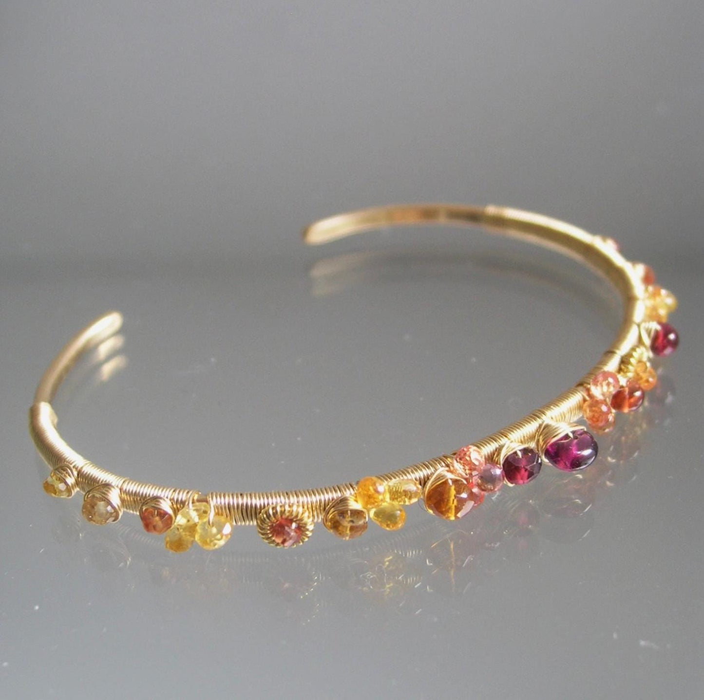 Sapphire Garnet 14k Gold Filled Cuff