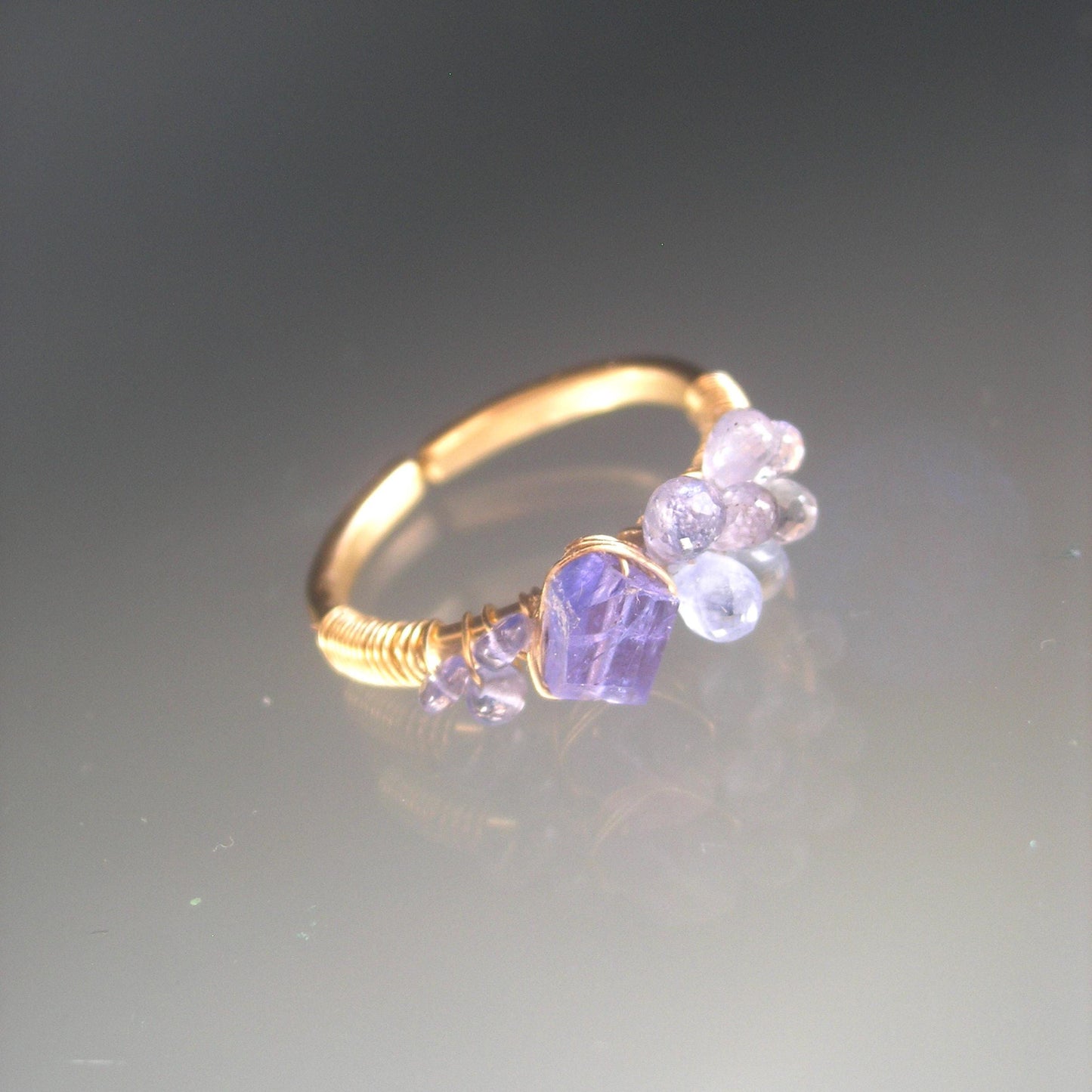 Blue Sapphire Tanzanite Ring in 14k Gold Filled Size 6.5