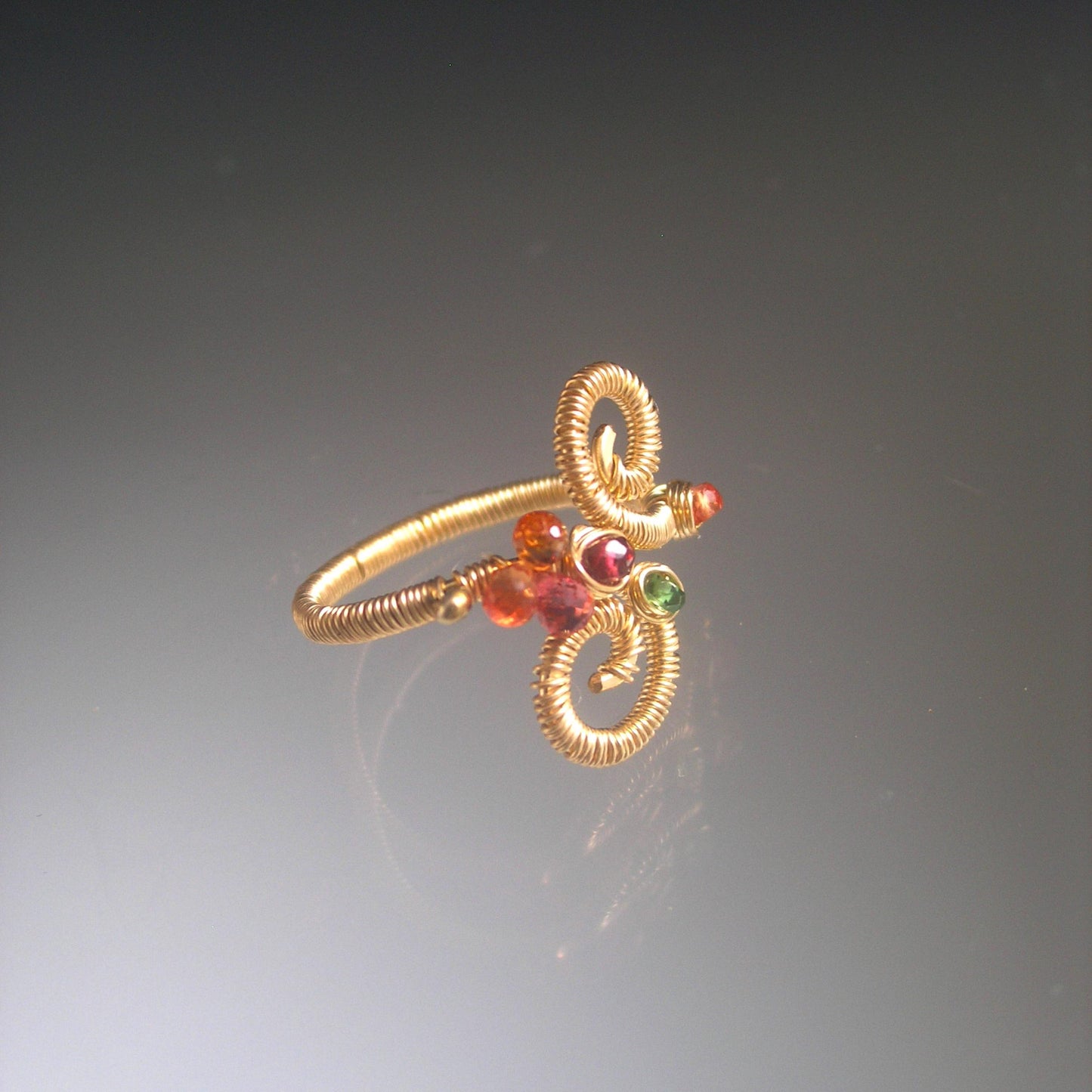 Spiral 14k Gold Filled Gemstone Ring Size 5