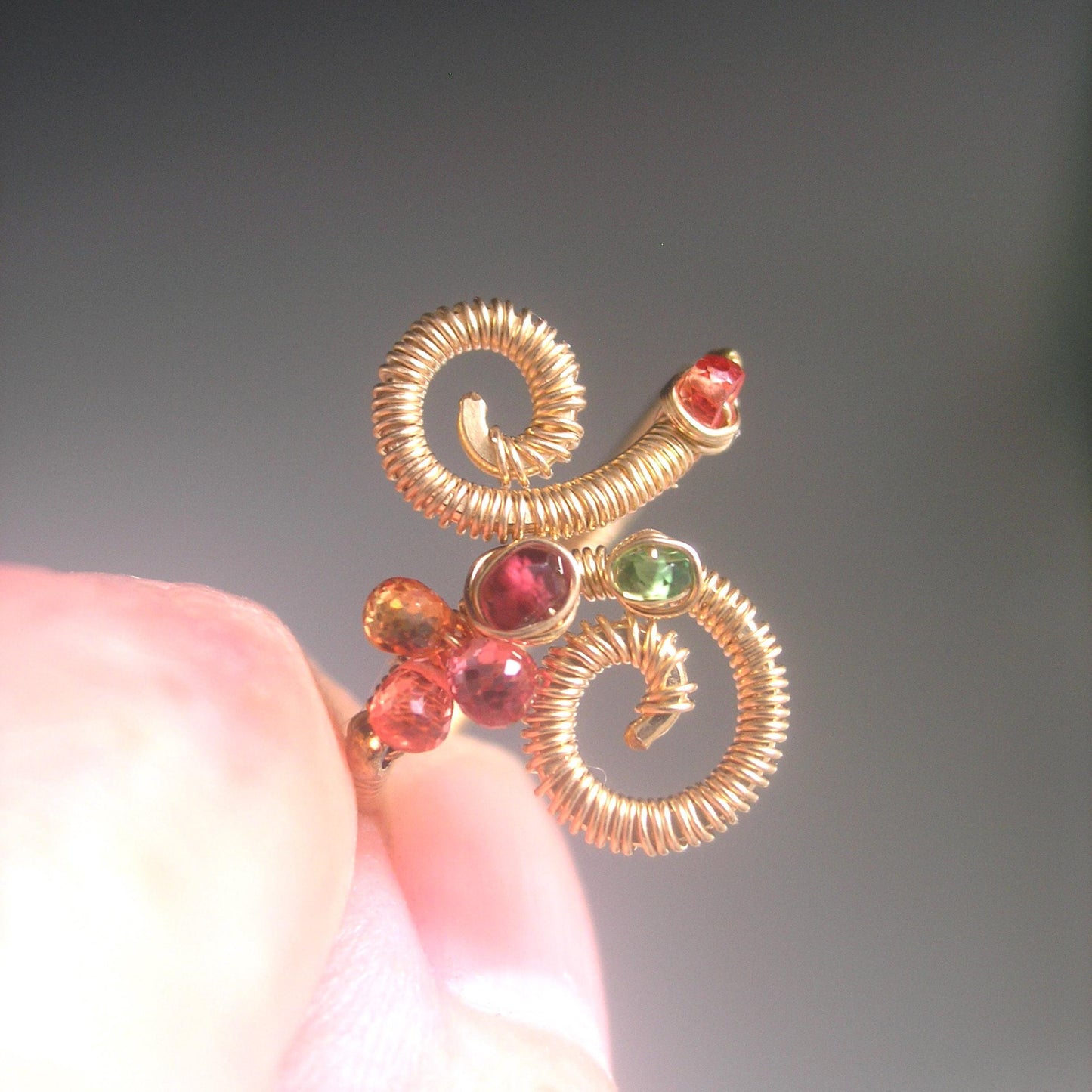 Spiral 14k Gold Filled Gemstone Ring Size 5