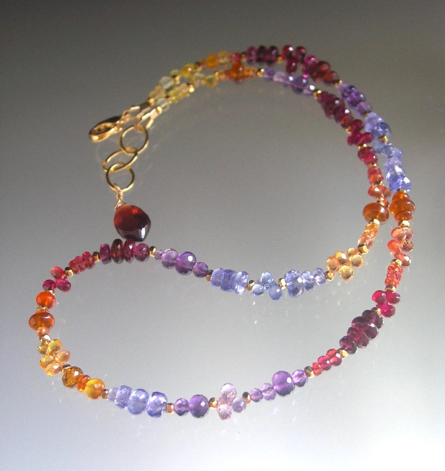 Twilight Gemstone Beaded Necklace Skinny Choker 15”-16”