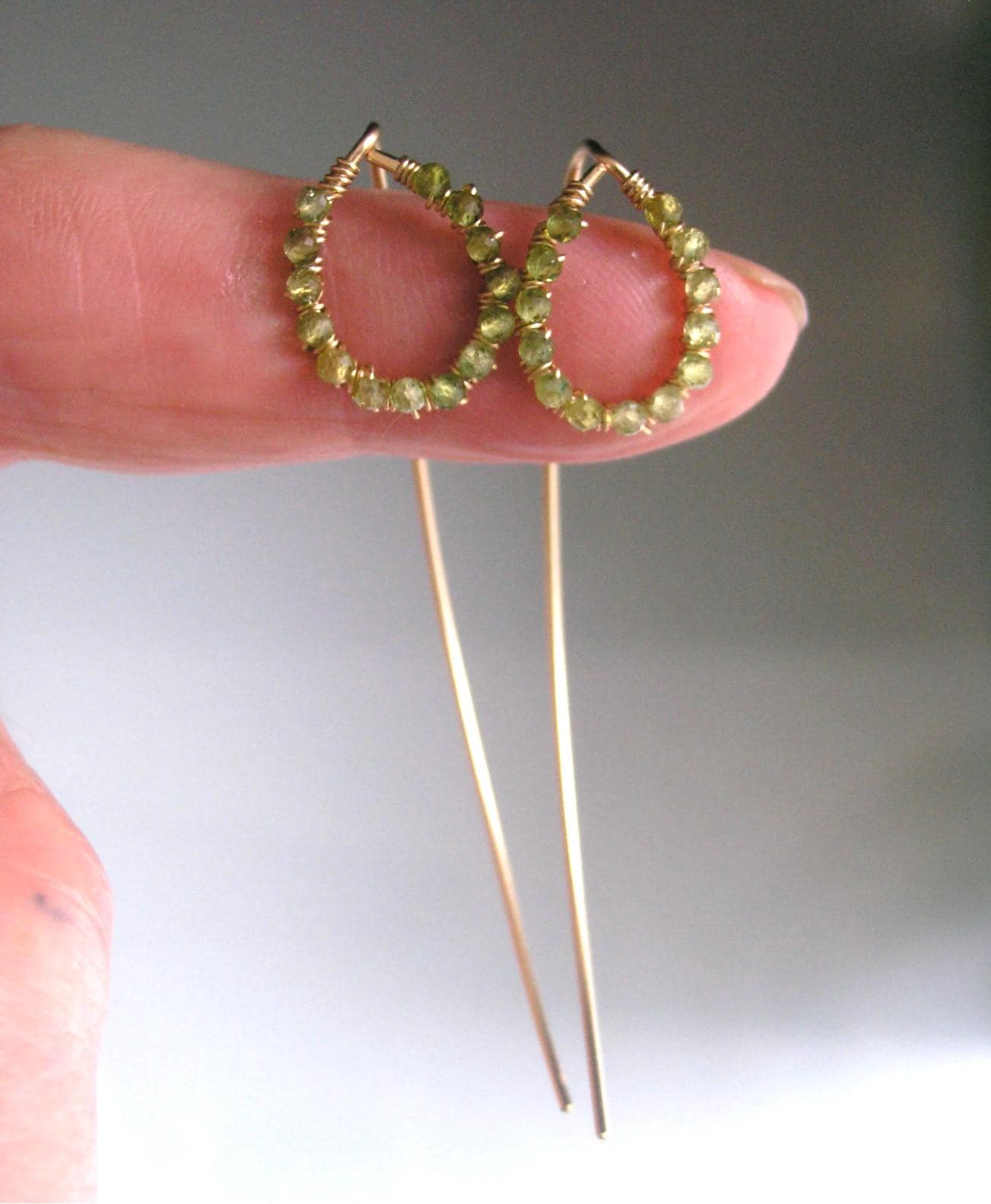 Tiny Tourmaline Gold Filled Threader Earrings