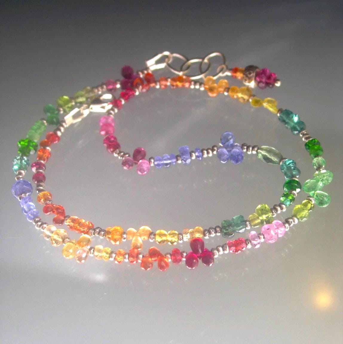 Rainbow Gemstone Sterling Silver Choker
