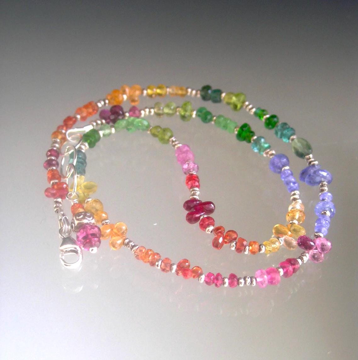 Rainbow Gemstone Sterling Silver Choker