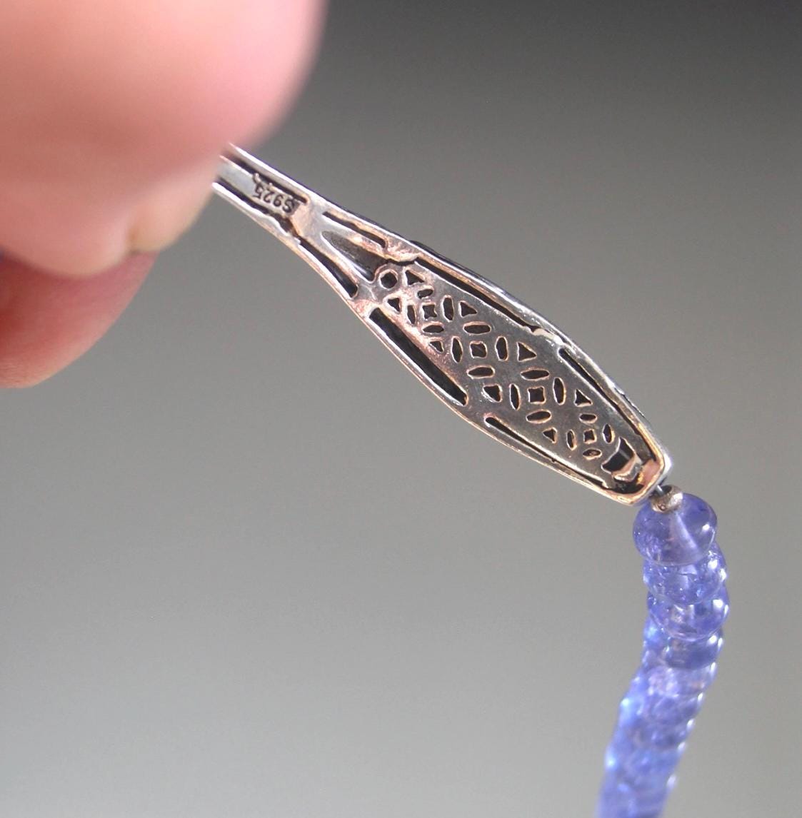 Tanzanite Sterling Koi Fish Bracelet w/ Lotus Charm