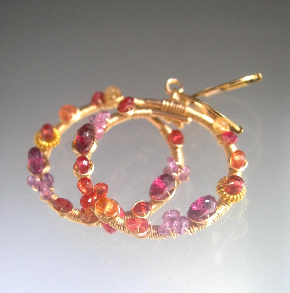 Small 14k Gold Filled Gemstone Hoops w/ Lever Backs