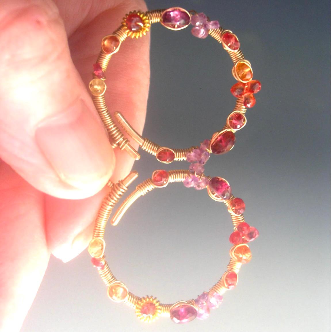 Small 14k Gold Filled Gemstone Hoops w/ Lever Backs