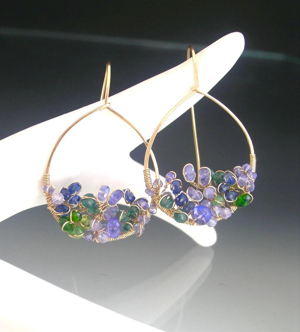 Kyanite Tanzanite 14k Gold Filled Teardrop Earrings