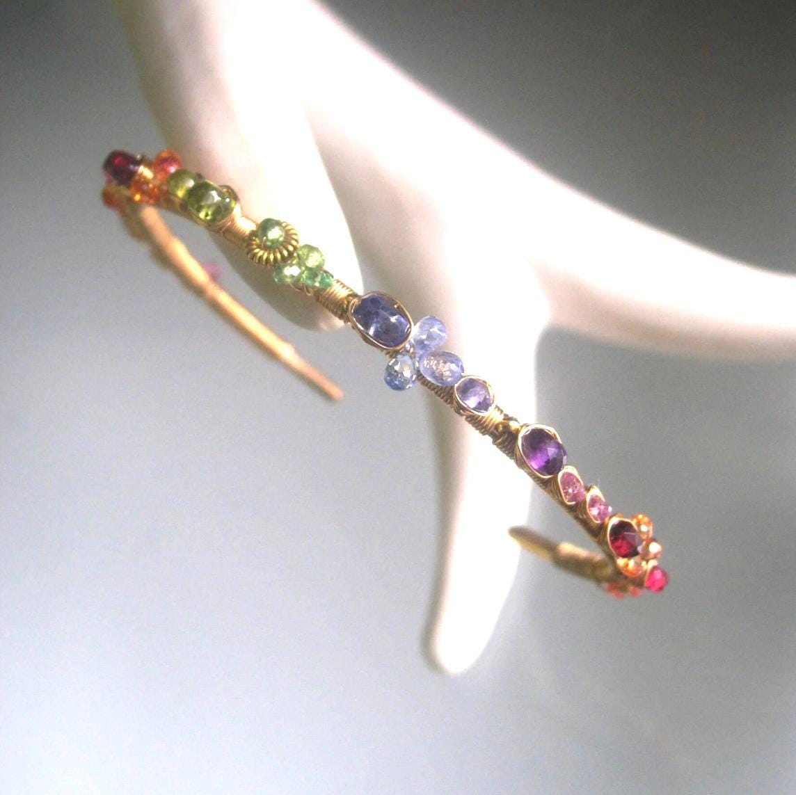 Multi Gemstone 14k Gold Filled Cuff Bracelet