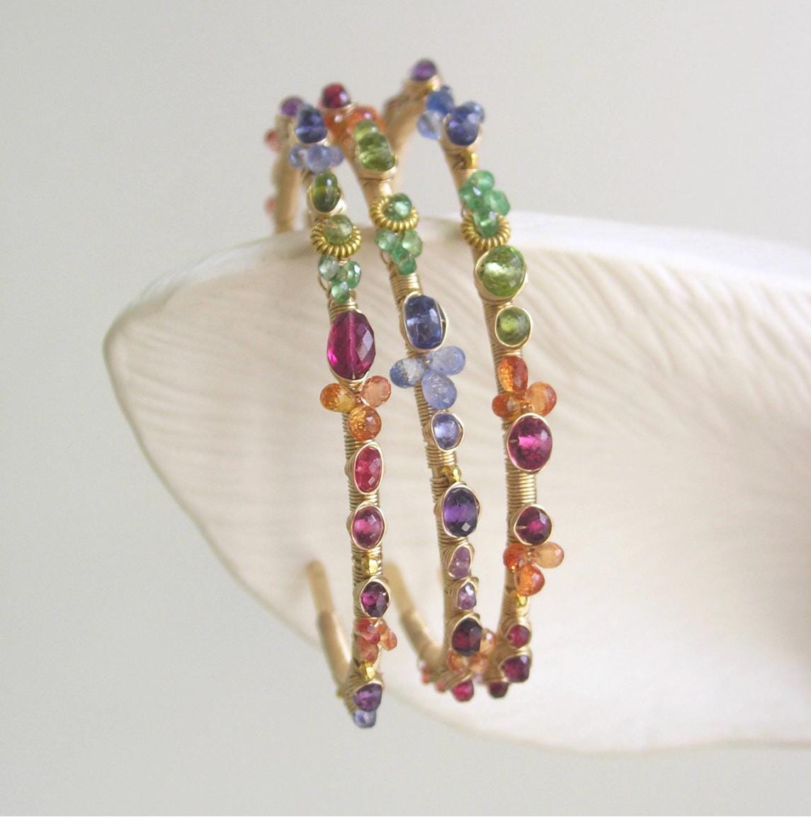 Multi Gemstone 14k Gold Filled Cuff Bracelet