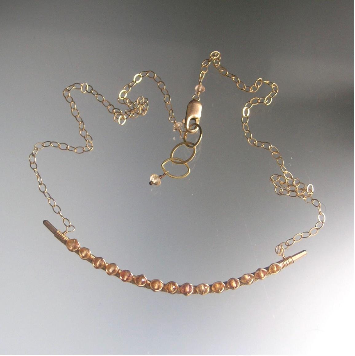 Imperial Topaz Bar Necklace in 14k Gold Fill