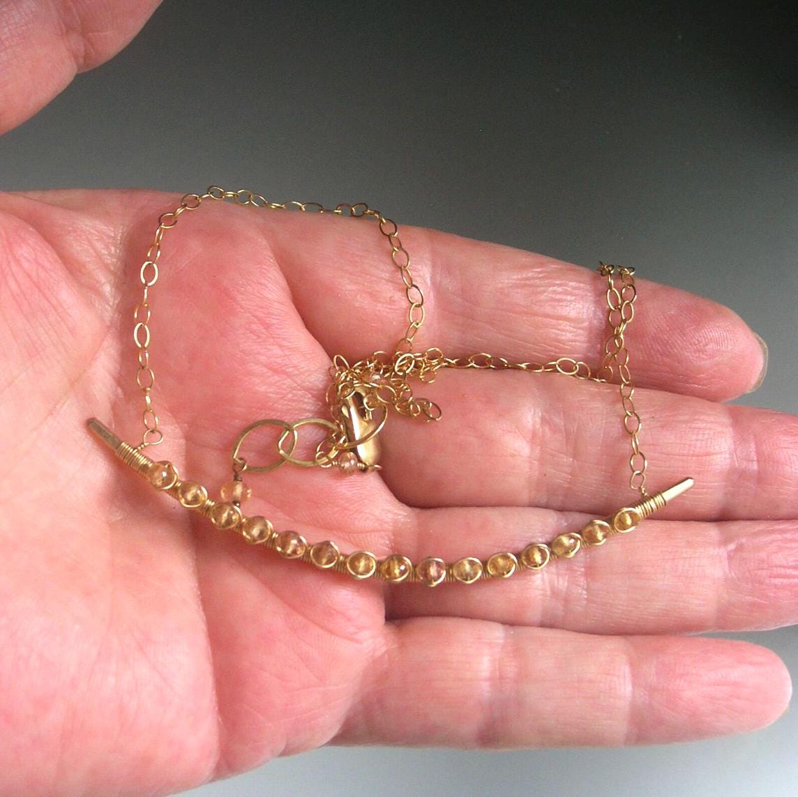 Imperial Topaz Bar Necklace in 14k Gold Fill