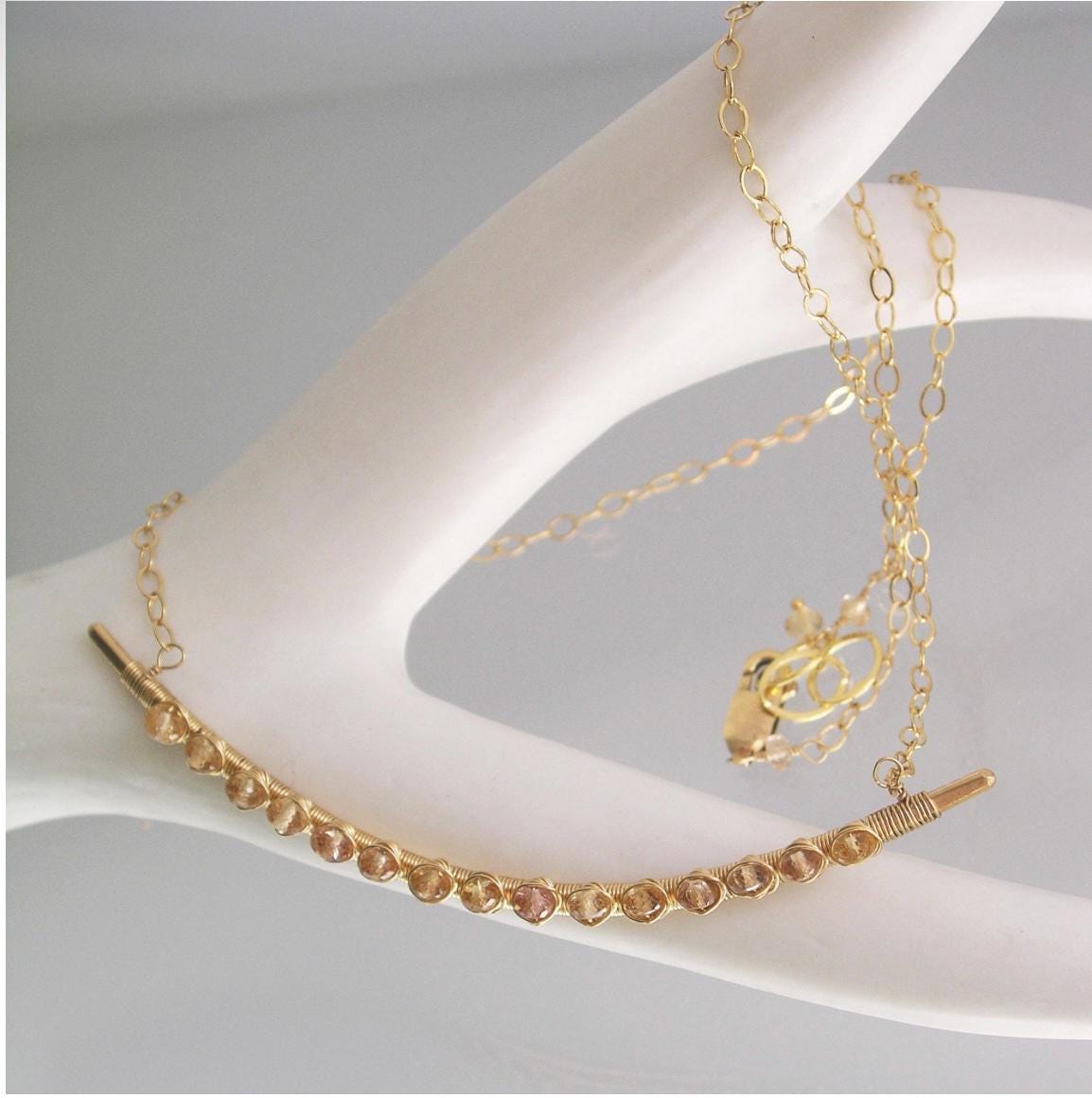 Imperial Topaz Bar Necklace in 14k Gold Fill