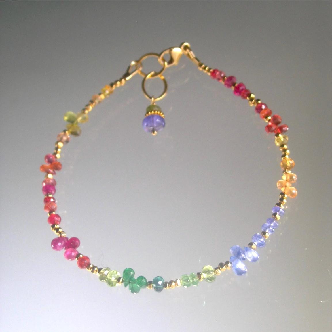 Watercolor Rainbow Gemstone Beaded Bracelet
