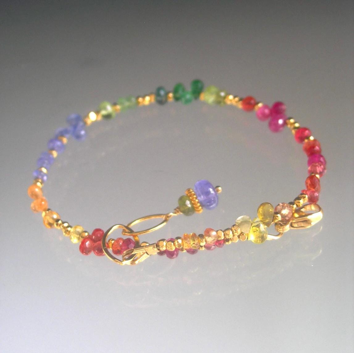 Watercolor Rainbow Gemstone Beaded Bracelet